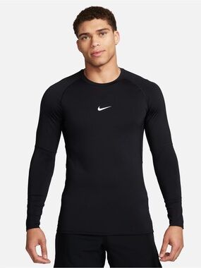 Nike: Black Long Sleeve Pro Dri-FIT Athletic Top